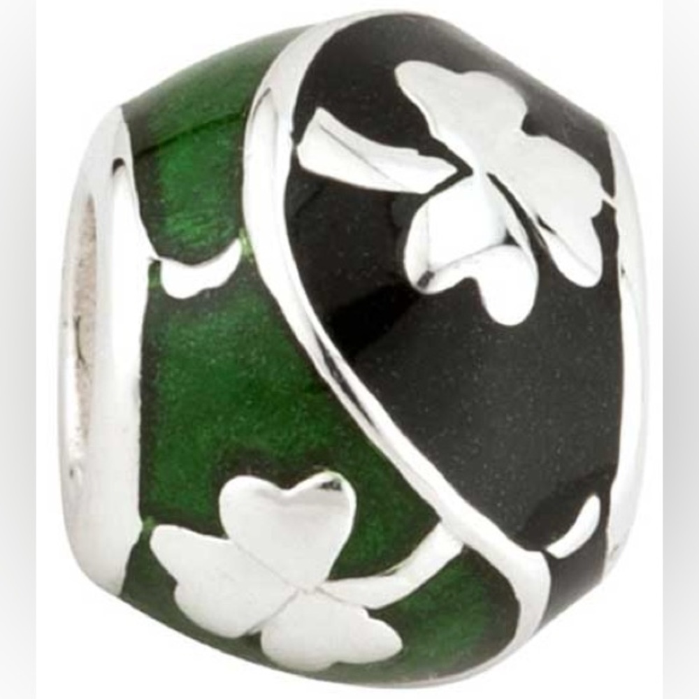 Shamrock & Enamel Charm by Solvar Jewelry in Dublin Ireland; fits Pandora Chains